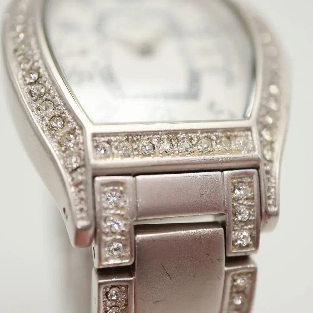 Anne Klein 31mm Barrel Silver Tone Womens Watch Day Date Bracelet w New Battery